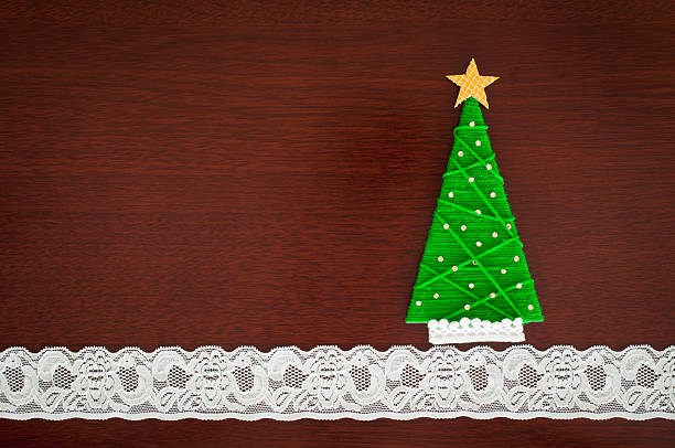 Handmade wool Christmas tree. stock photo