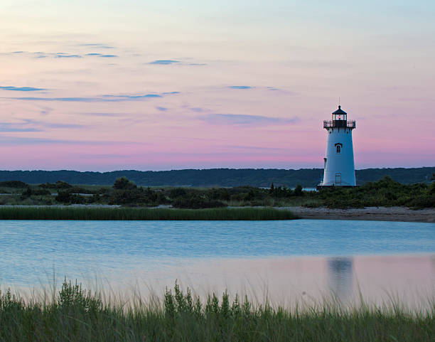 Edgartown Lighthouse Dawn stock photo