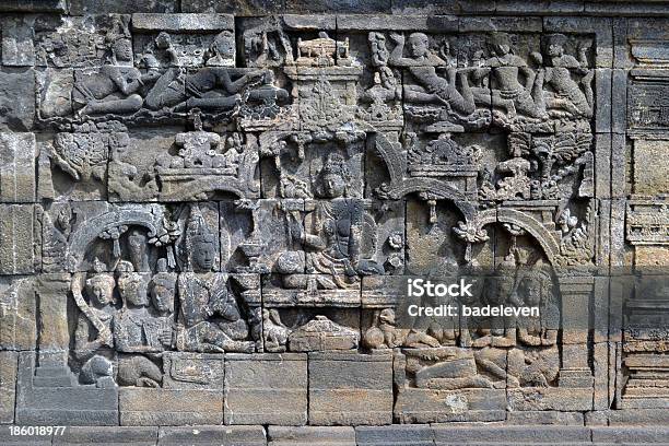 Alívio De Parede Do Templo De Borobudur - Fotografias de stock e mais imagens de Arcaico - Arcaico, Arquitetura, Arte