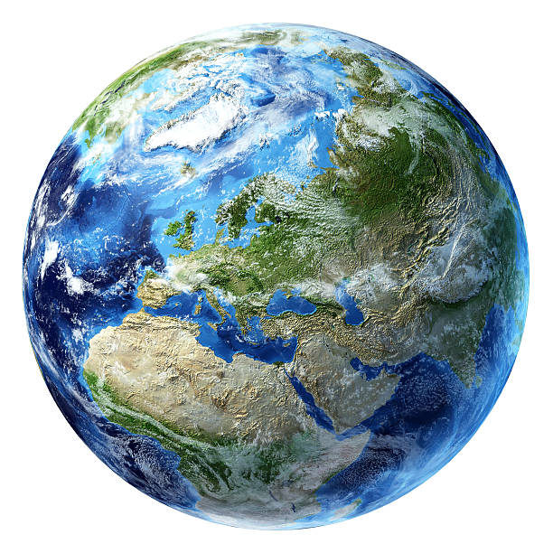 地球を加えてみてください。ヨーロッパの眺めをご覧いただけます。 - africa blue cloud color image ストックフォトと画像