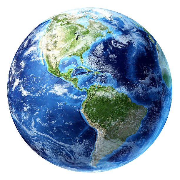 planet earth 일부 클라우드. 아메리카 볼 수 있습니다. - 흰색 배경 일러스트 뉴스 사진 이미지