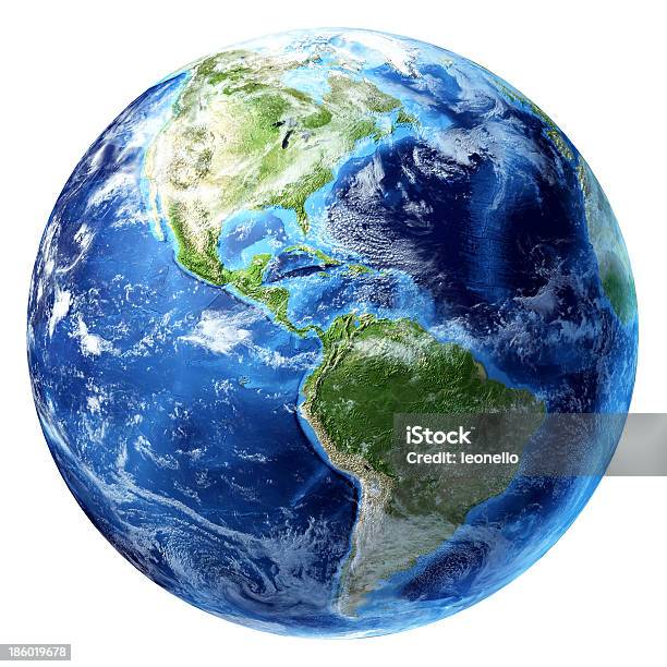 Planet Earth With Some Clouds Americas View Stock Photo - Download Image Now - Globe - Navigational Equipment, Planet Earth, Planet - Space