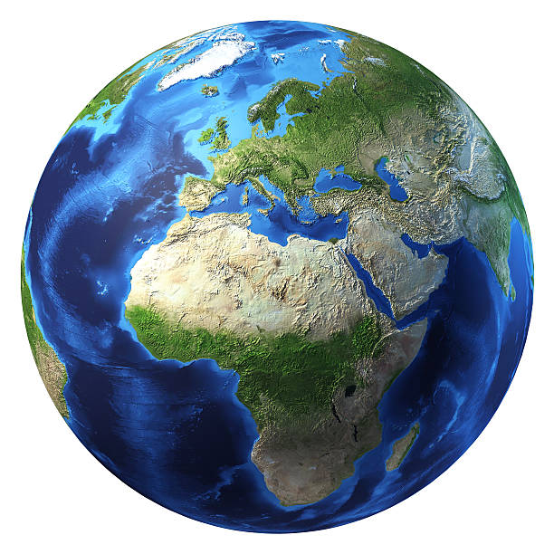 Planet earth with some clouds. Europe and Africa view. Planet earth with some clouds. Europe and Africa view. planet earth africa stock pictures, royalty-free photos & images