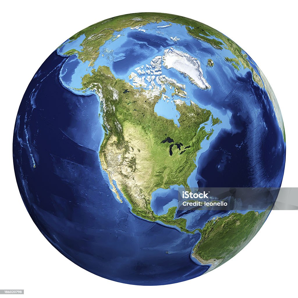 アース、世界中の現実的な 3 D レンダリングします。北米の眺めをご覧いただけます。 - 地球儀のロイヤリティフリーストックフォト