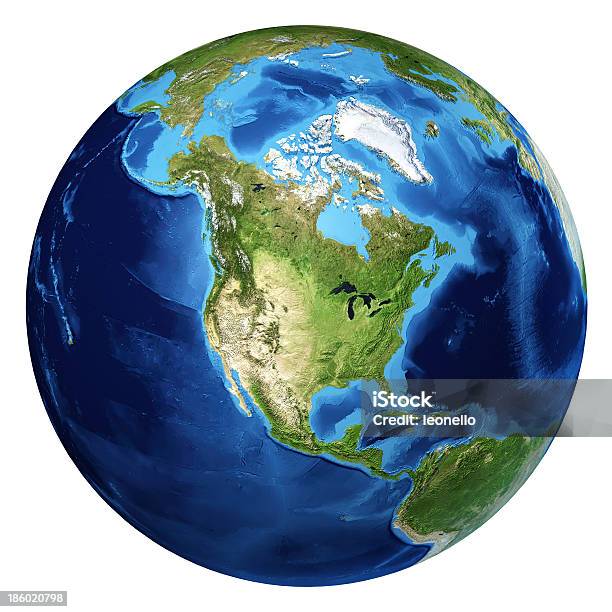 アース世界中の現実的な 3 D レンダリングします北米の眺めをご覧いただけます - 地球儀のストックフォトや画像を多数ご用意 - 地球儀, 惑星, 地球