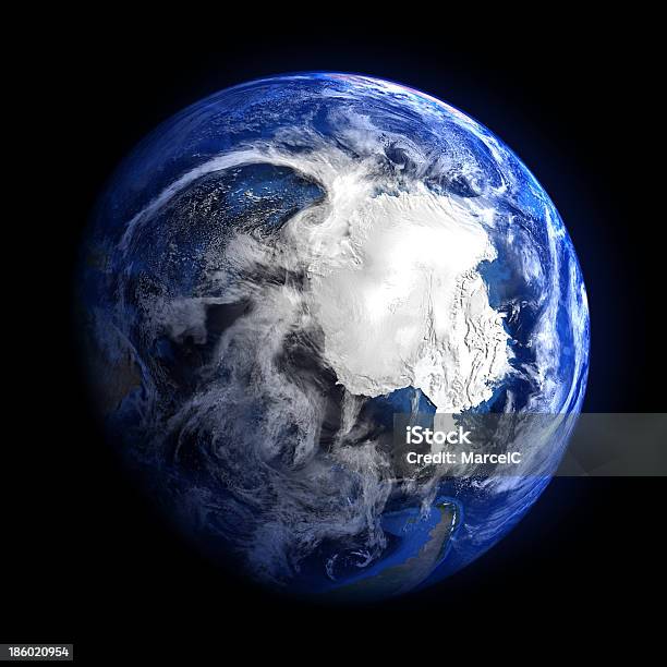 Terra Dallo Spazio Mostrando Antartide - Fotografie stock e altre immagini di Antartide - Antartide, Vista satellitare, Pianeta Terra