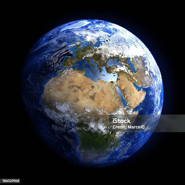 Die Erde Vom Weltraum Mit Europa Und Afrika Stockfoto und mehr Bilder von Planet Erde - Planet Erde, Satellitenaufnahme, Europa - Kontinent
