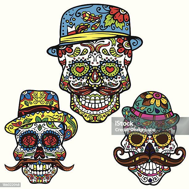 死者の日ベクターセットヒップスターのシュガースカル - ドクロマークのベクターアート素材や画像を多数ご用意 - ドクロマーク, メキシコ, メキシコ文化
