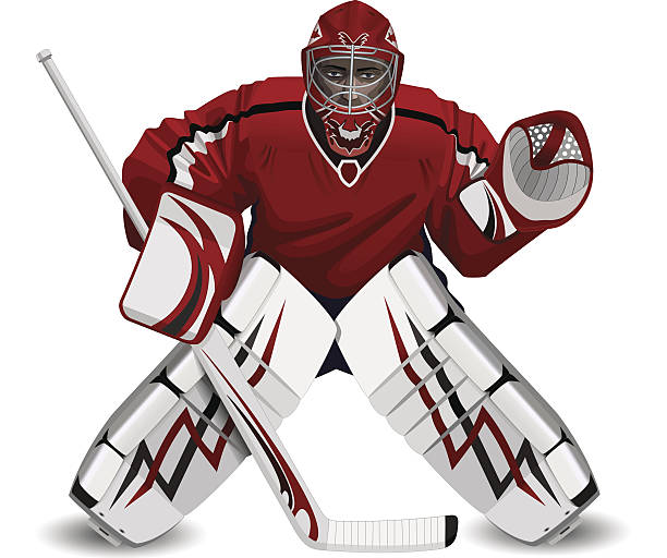 hockey goalie with a stick Vector illustration of ice hockey goalie hockey stock illustrations