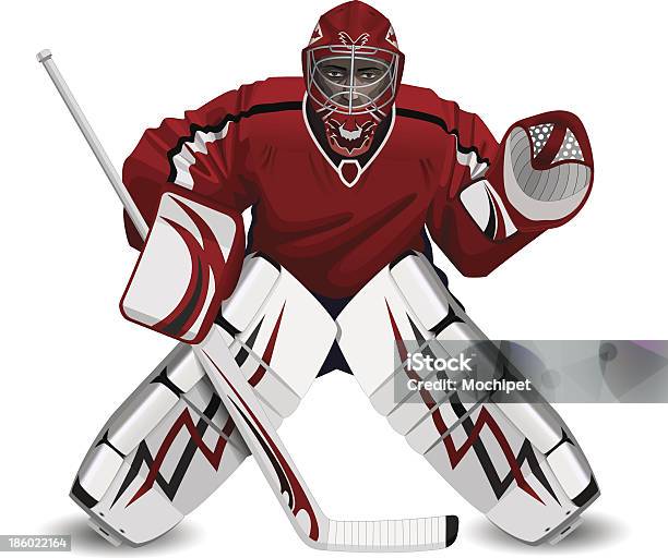 Hockey Goalie With A Stick Stock Illustration - Download Image Now - Goalie, Hockey, Ice Hockey