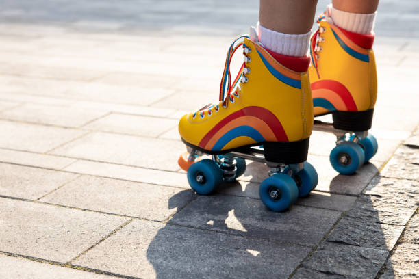 istock Close up photo of yellow rollerblades 1860238018
