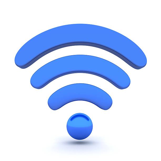 istock A curved blue Wi-Fi icon on a white background 186029014