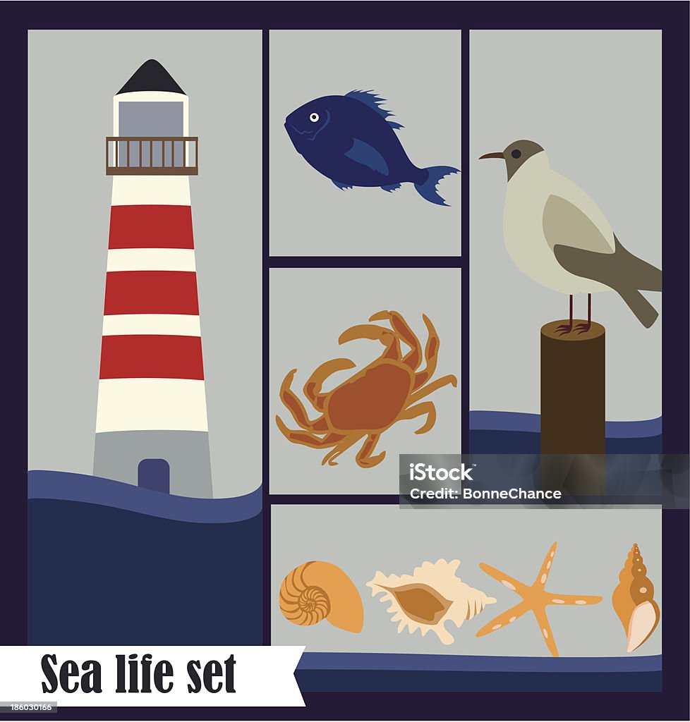 Sea set Sea life set of elements Adventure stock vector