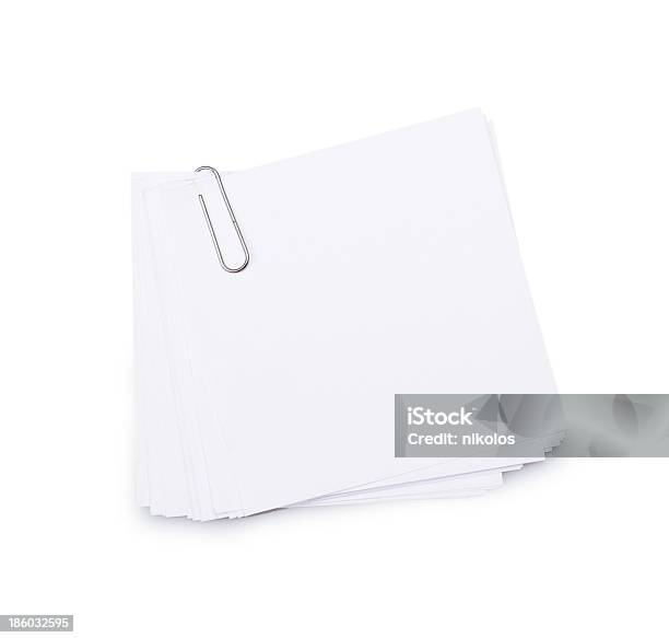 White Paper Sheets For Letter With Clip Stock Photo - Download Image Now - Abstract, Abundance, Archives