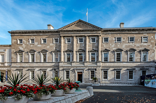 Leinster House, Kildare Street, Dublin,  the  seat of the Oireachtas, the parliament of Ireland.,