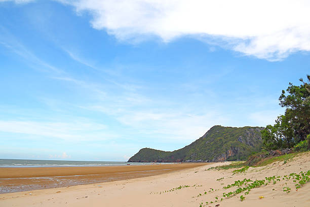 istock Summer day at the beach and mountain view 186034738