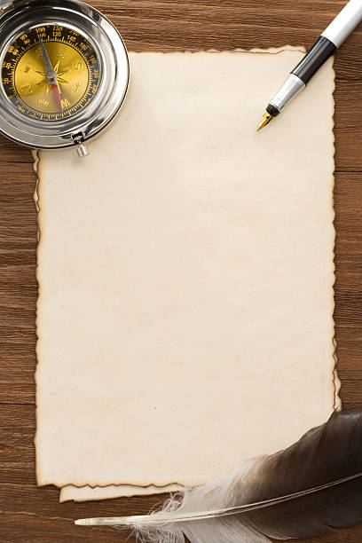 istock ink pen and compass on parchment background 186034944