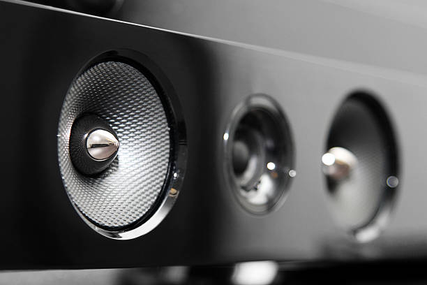 soundbar speaker closeup of soundbar speaker subwoofer photos stock pictures, royalty-free photos & images