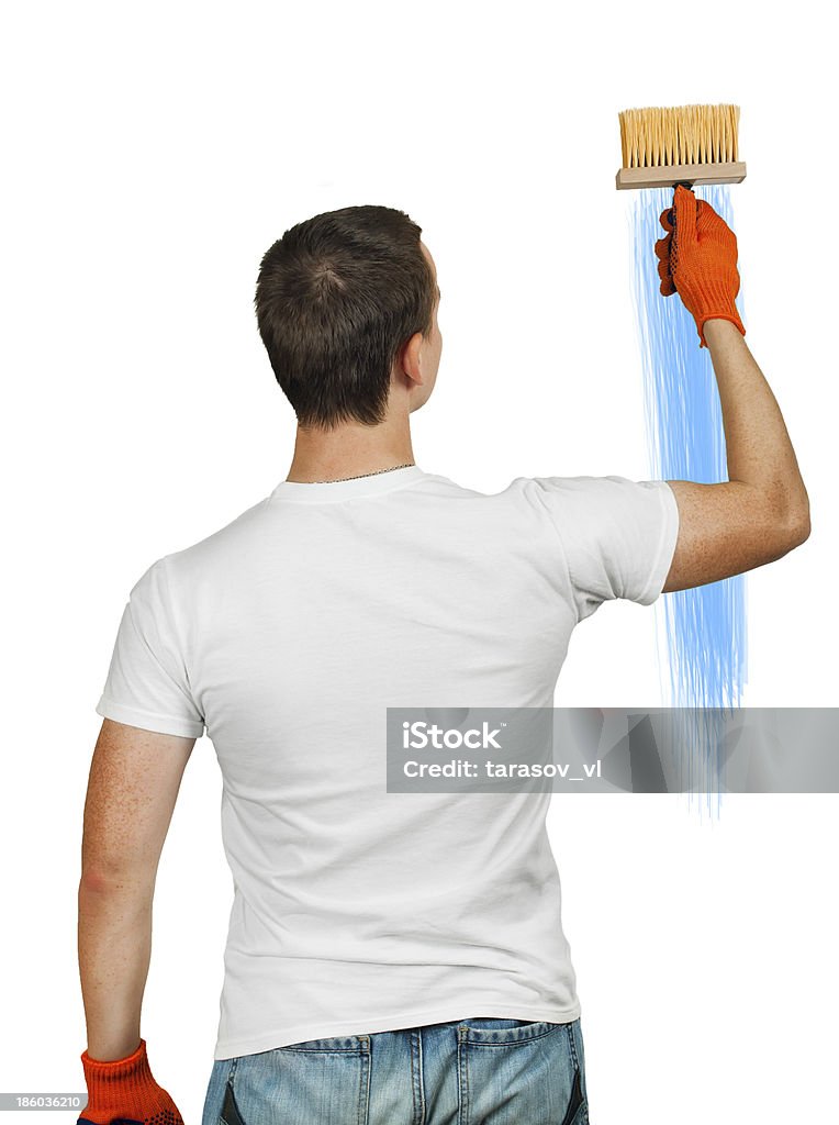 Homem com Pincel de Papel de parede - Foto de stock de Adulto royalty-free