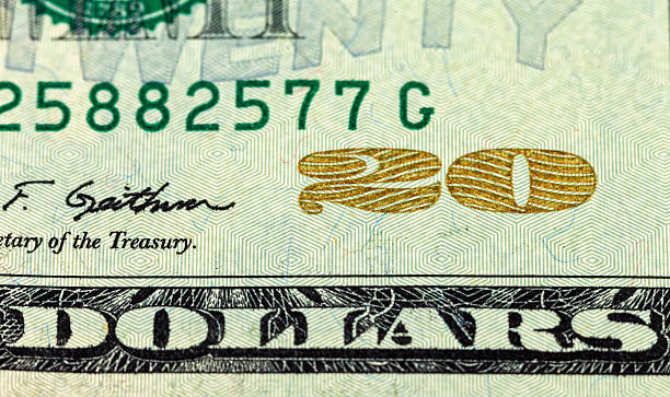 istock Fragment of twenty dollar bill close up 186036512