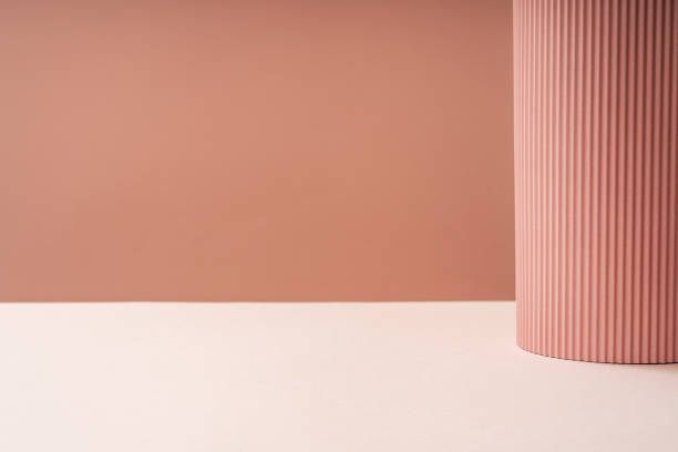 Empty podium for exhibitions and product presentations Beautiful peach peach background made from natural materials. Abstract nature scene with composition.