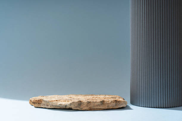 istock Podium for exhibitions and product presentations. Beautiful blue background made from natural materials. Abstract nature scene with composition. 1860366502
