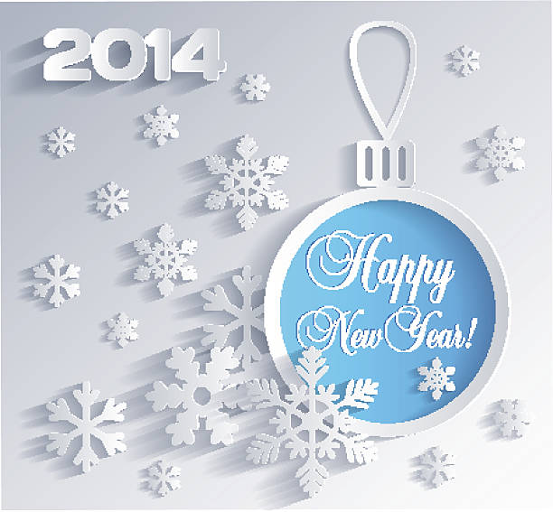 New Year card with Christmas ball decoration vector art illustration