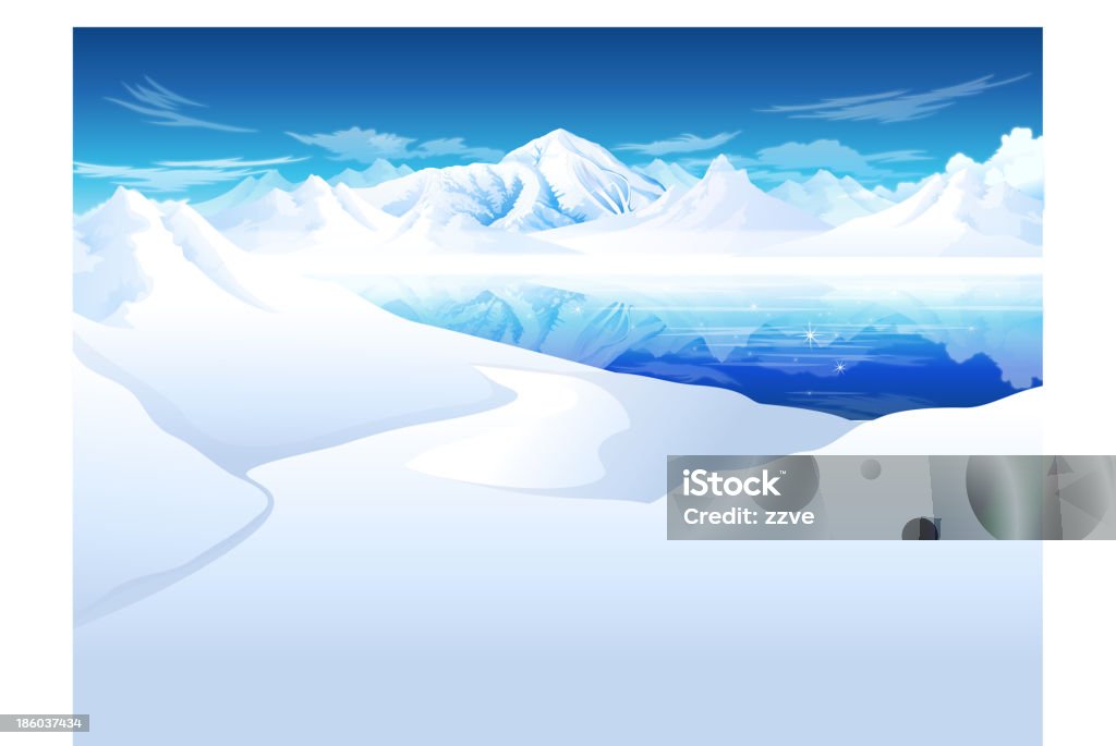 Montanha com os cumes gelados - Vetor de Azul royalty-free