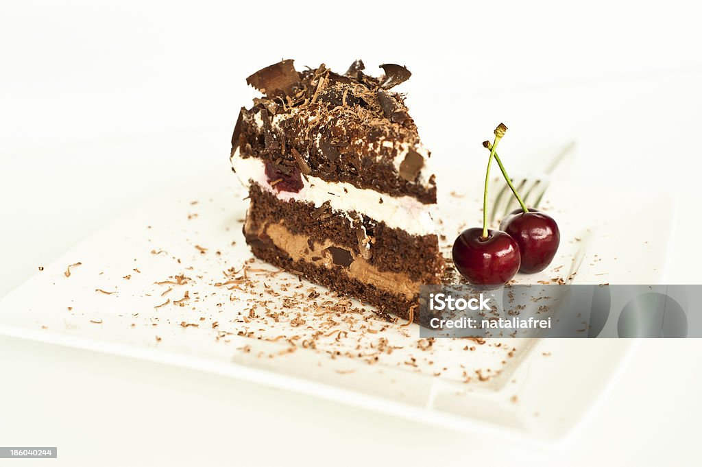Slice of black forest cake Slice of black forest cake, a traditional german cake Backgrounds Stock Photo