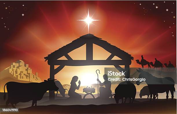 Christmas Nativity Scene Stock Illustration - Download Image Now - Nativity Scene, Jesus Christ, Christmas