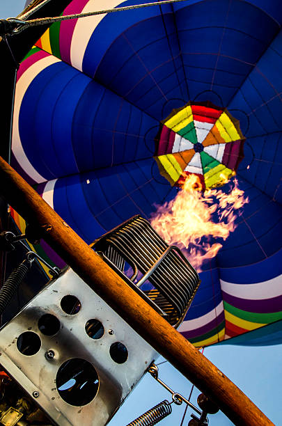 istock Hot air balloon burner with flame 186042103