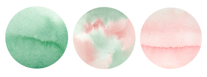 Watercolor circles for design, abstract illustration, isolated on a white background.