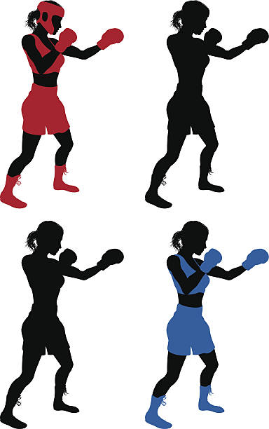 illustrations, cliparts, dessins animés et icônes de femme boxe boxe - martial