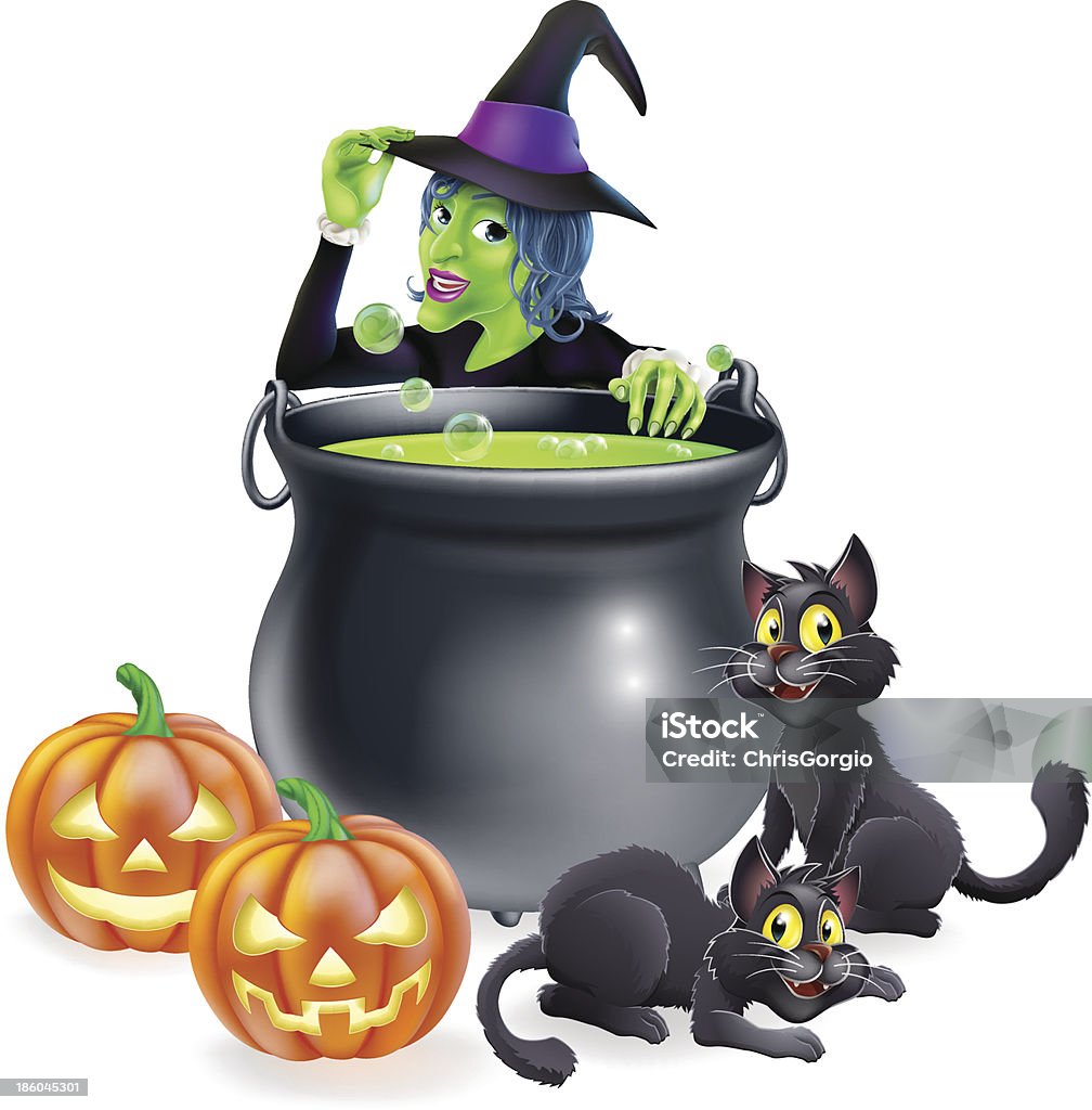 Ilustración de Bruja De Dibujos Animados Halloween Escena y más Vectores  Libres de Derechos de Adulto - Adulto, Anticuado, Brebaje de las brujas -  iStock