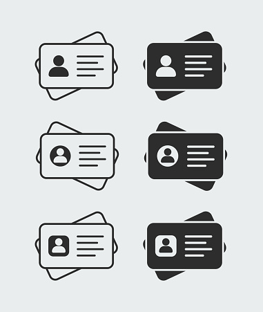 Identification card icon set. User profile symbol business mockup with editable vector stroke