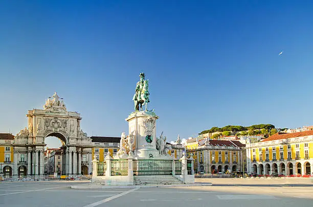 praca do comercio square in central lisbon portugal