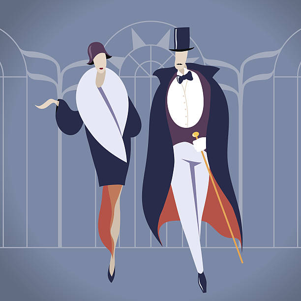 Art deco couple vector illustration vector art illustration