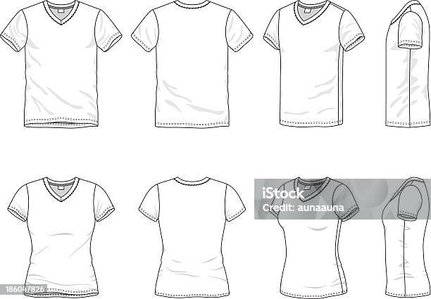 男性用および女性用の T シャツ - Vネックのベクターアート素材や画像を多数ご用意 - Vネック, Tシャツ, テンプレート