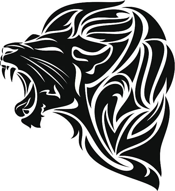 Vector illustration of Tribal design of a lion roaring