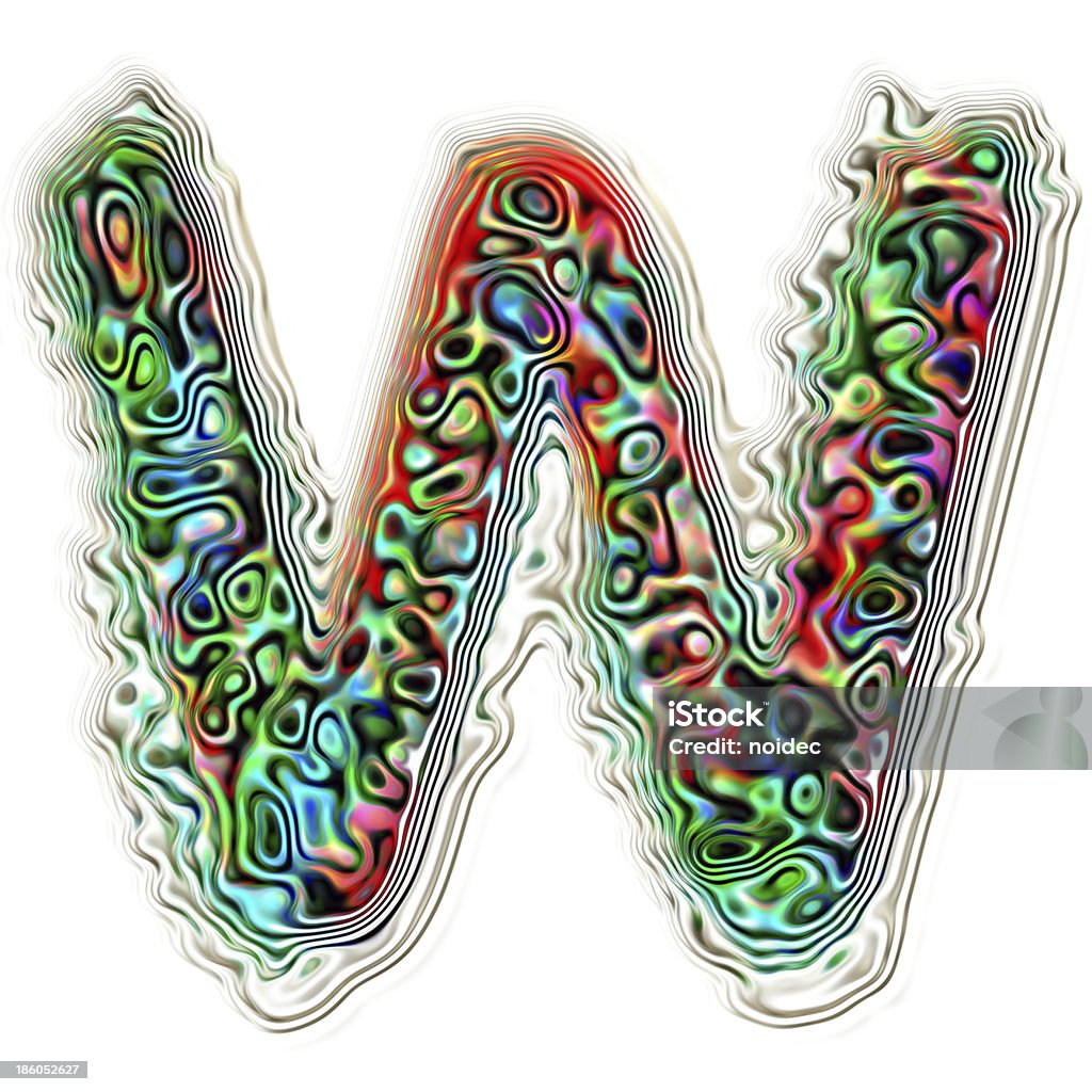 Alphabet W colorful abstract texture illustration, isolated. Alphabet W colorful abstract texture illustration, isolated on white background. Abstract Stock Photo