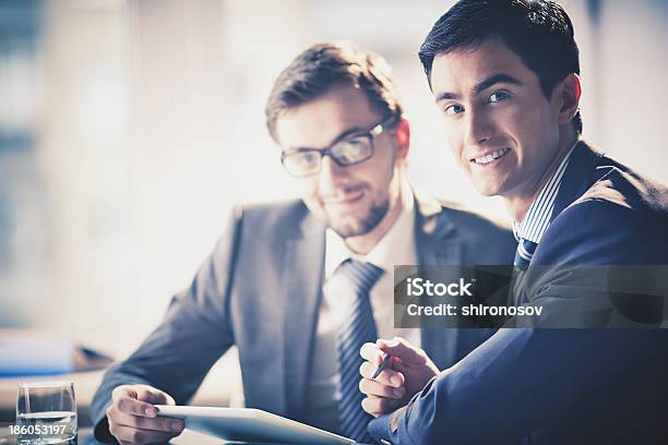 Businessmen At Meeting Stock Photo - Download Image Now - Adult, Backgrounds, Beautiful People