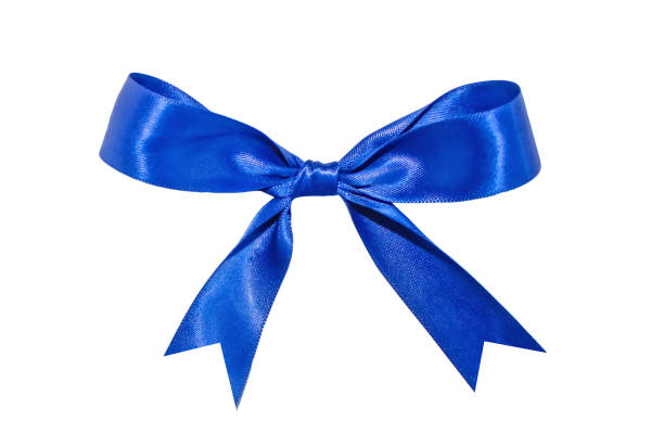 istock Decorative Blue Bow ribbon for gift decor isolated on white background. 1860535284