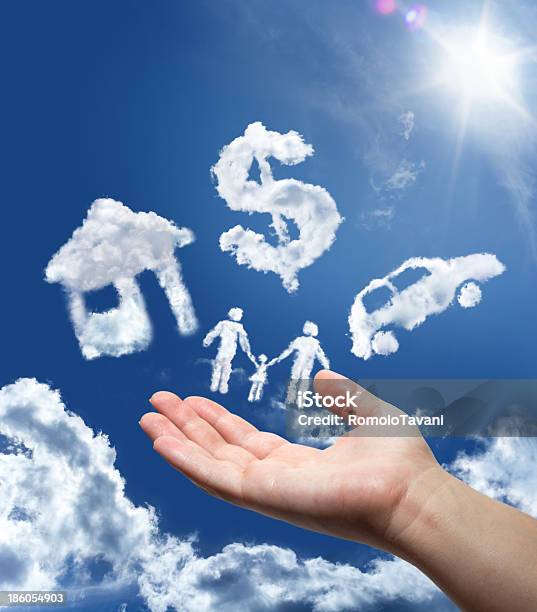 Dreams In The Sky Carhomemoney And Family Stock Photo - Download Image Now - Cloud - Sky, House, Car