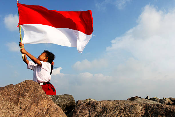 flaga indonezji - child patriotism saluting flag zdjęcia i obrazy z banku zdjęć