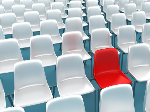Chairs Audience One Red - 3D Rendering