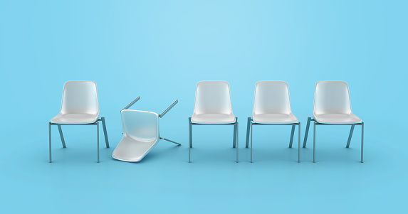 Chairs in a Row - Color Background - 3D Rendering