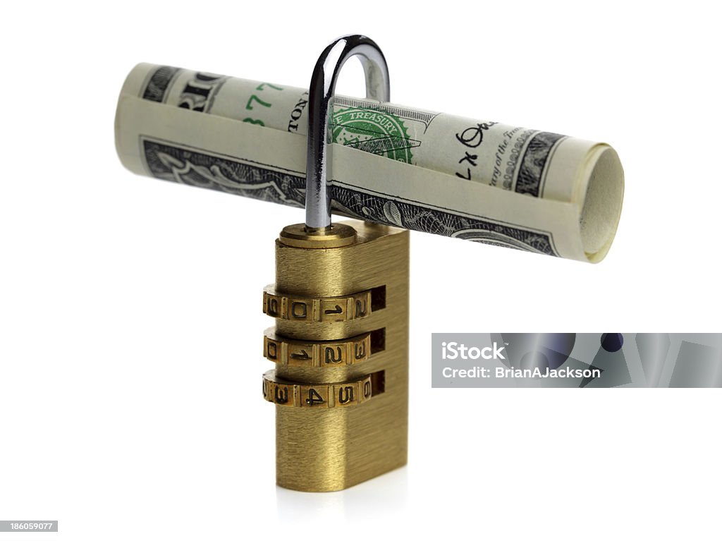 Secure money Financial security concept dollar bill with padlock Banking Stock Photo