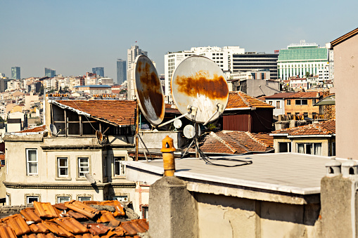 Aerial view of Istanbul city from the roof at Taksim area, Turkey
