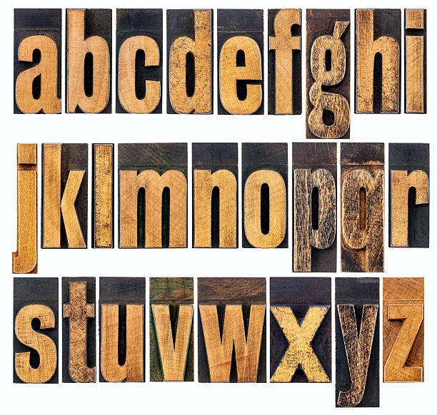 minuscules lettre de l'alphabet en bois type - letter b typescript letterpress alphabet photos et images de collection