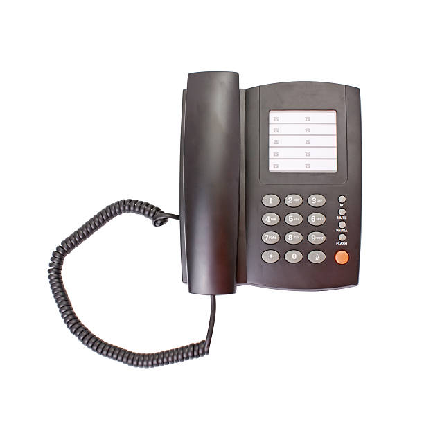 istock Black office telephone isolated on white 186062183
